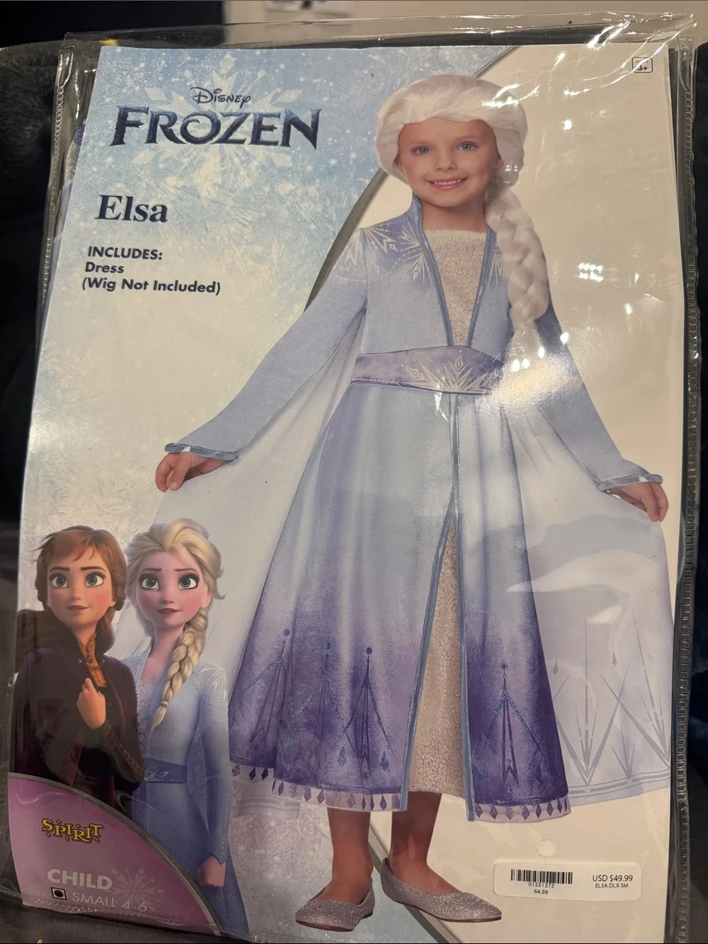 Disney Frozen Elsa Costume Dress + Wig Girls Size 4-6